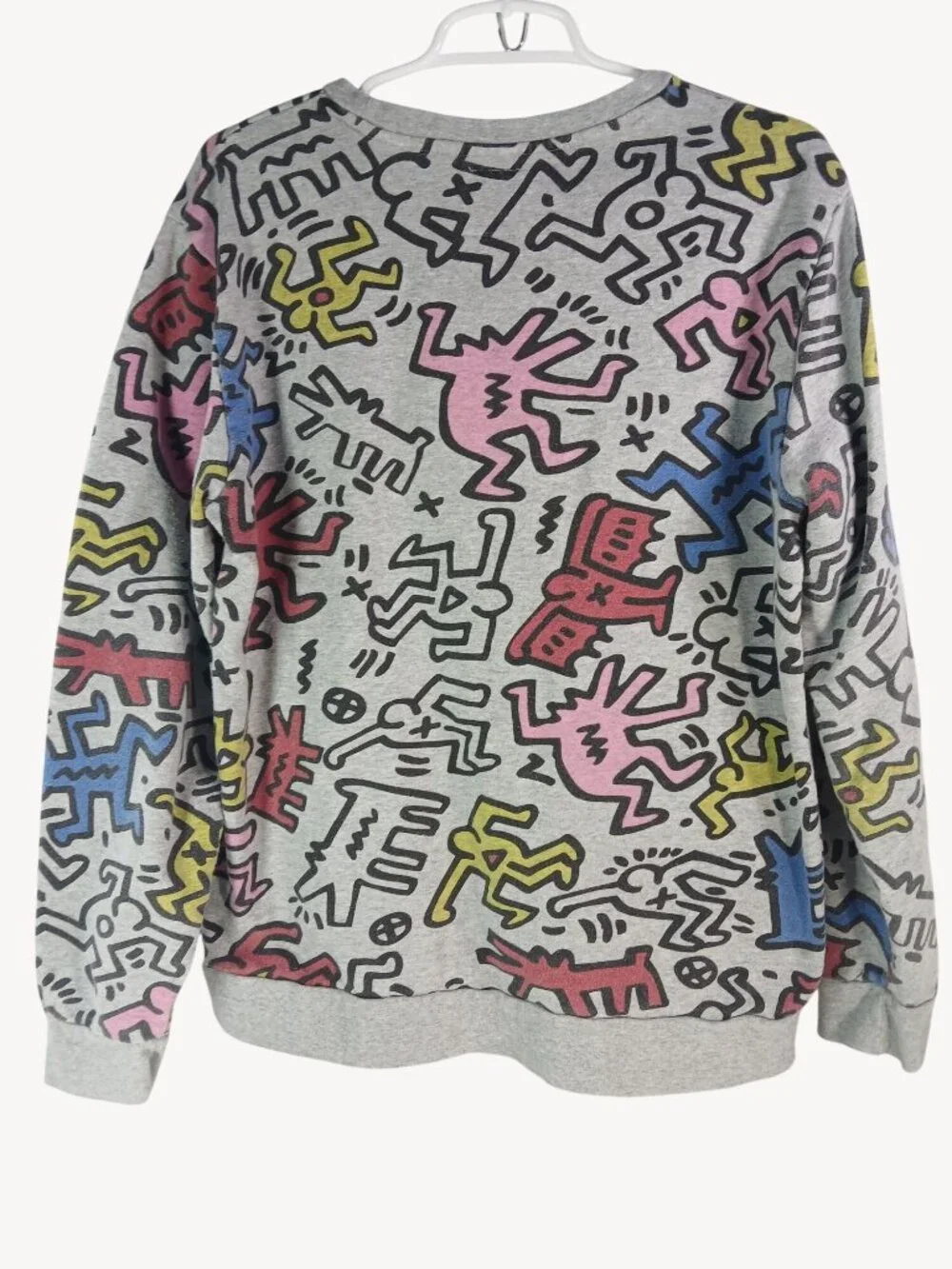 Keith Haring Forever 21 Gray Graphic Sweatshirt Womens Large Colorful Abstract - Picture 5 of 8